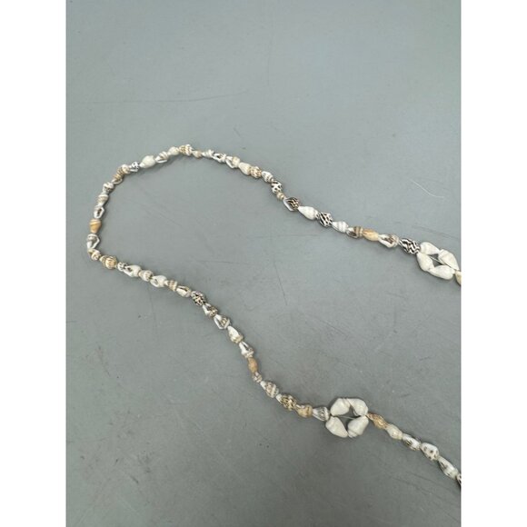 Shell Bead Necklace With Natural & White Sea Shells pull over 34" READ - Picture 3 of 4